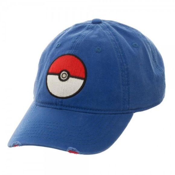 Bioworld Accessories - Pokemon Pokeball Trainer Blue Dad Hat Adjustable